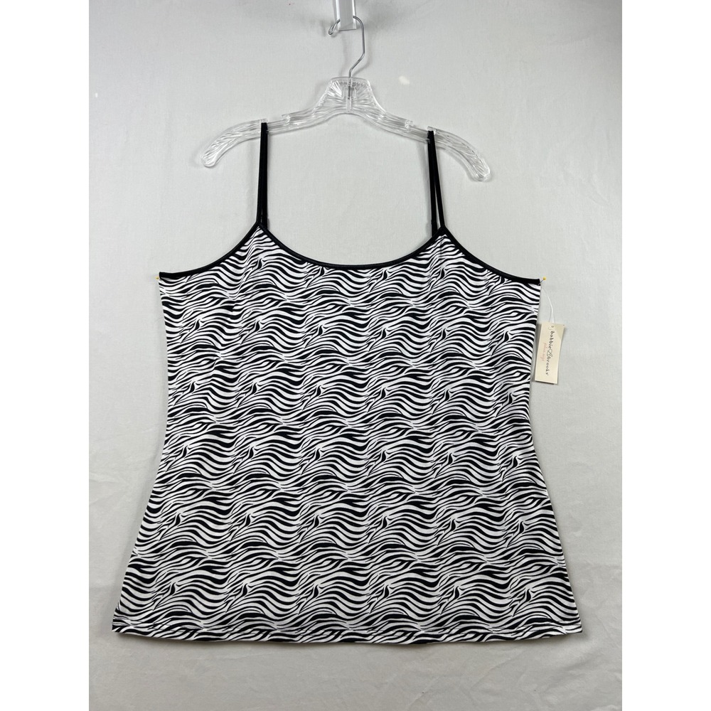 Bobbie Brooks Cami Tank Top Women 3X Black White Zebra Print Spaghetti Strap
